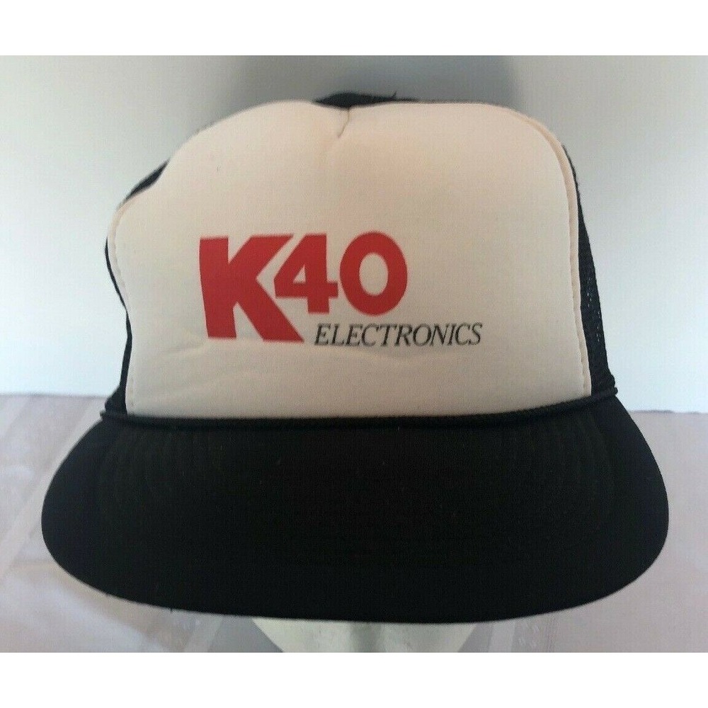 VINTAGE K40 ELECTRONICS MESH SNAPBACK HAT BLACK NWOT FOAM ROPING